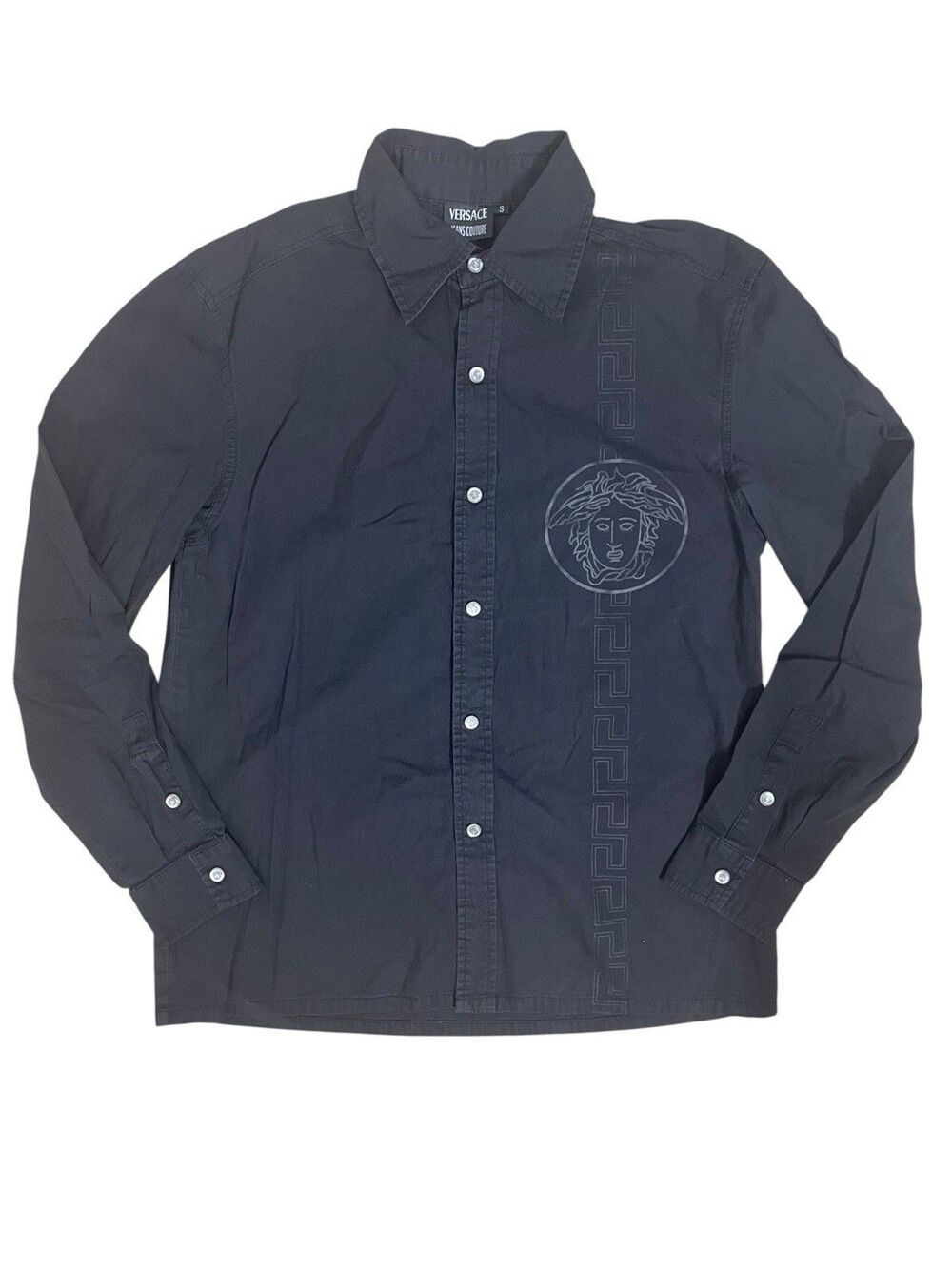 Versace Jeans Couture Black Medusa Head Greek Key Button Down Shirt Women's S